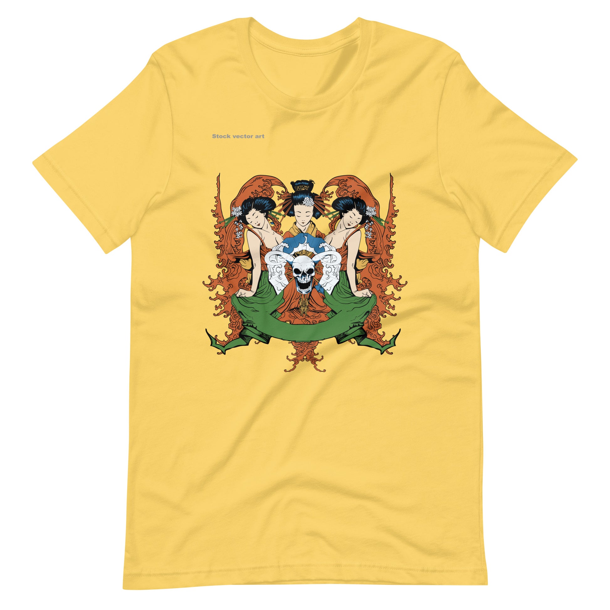 Printagon - 3 Geisha With Skull - T-shirt - Yellow / S