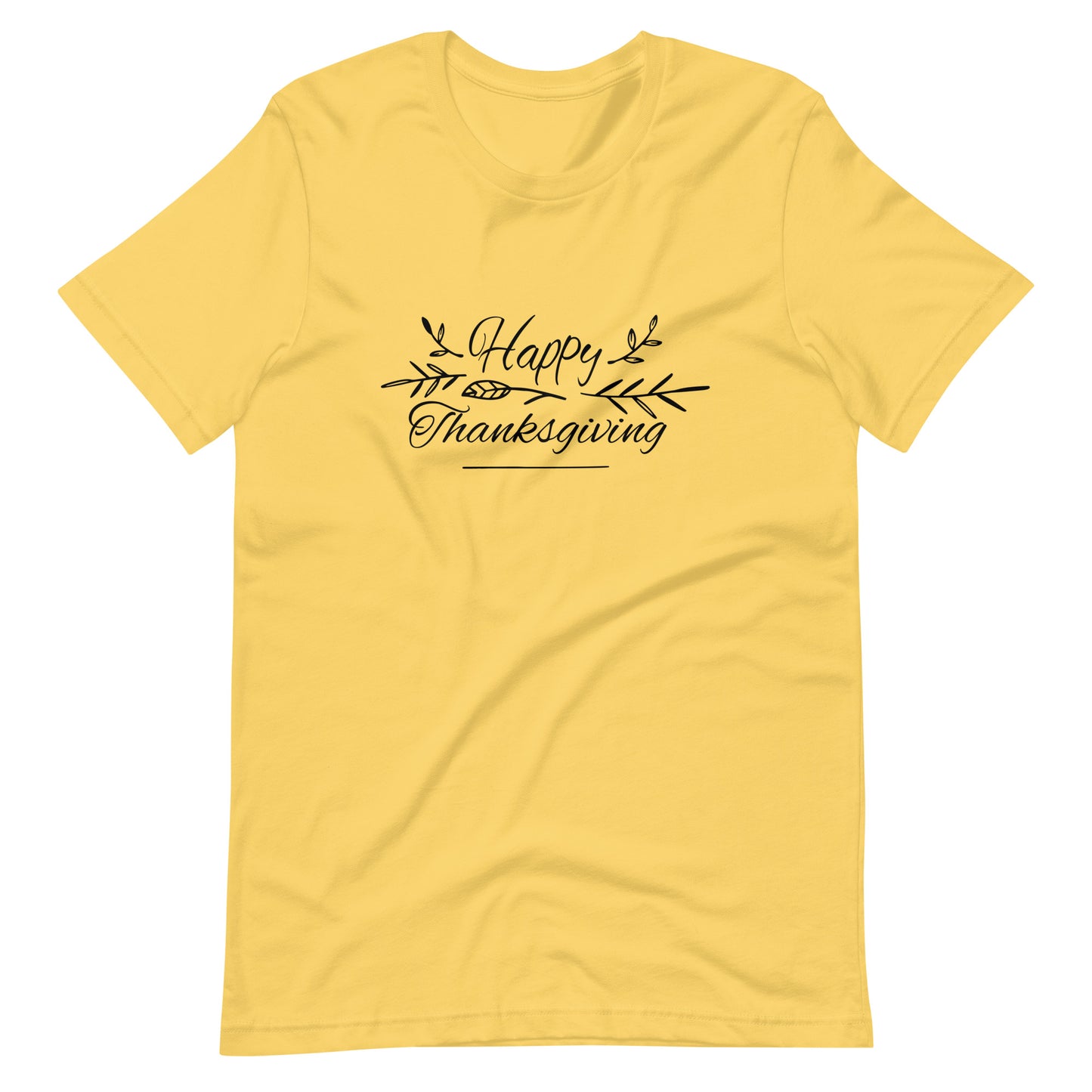 Printagon - Happy Thanks Giving 005 - Unisex T-shirt - Yellow / S