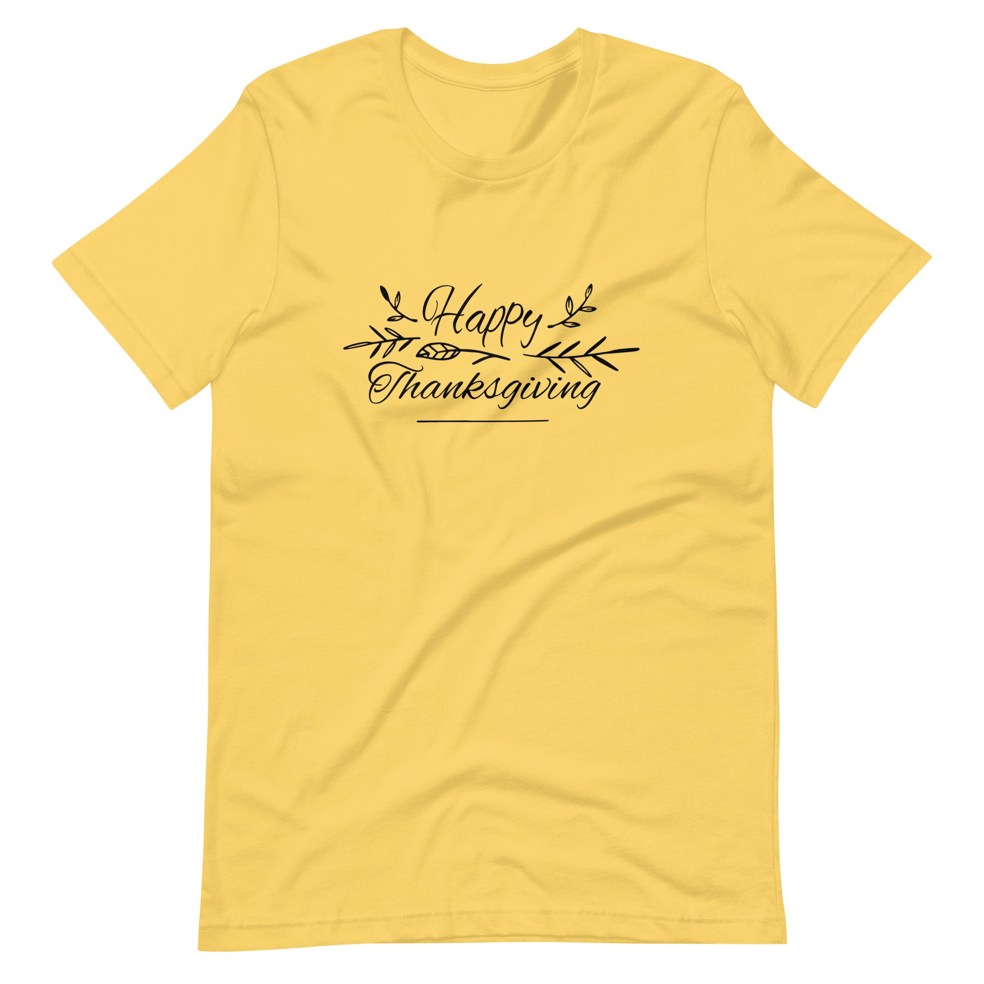 Printagon - Happy Thanks Giving 005 - Unisex T-shirt - Yellow / S