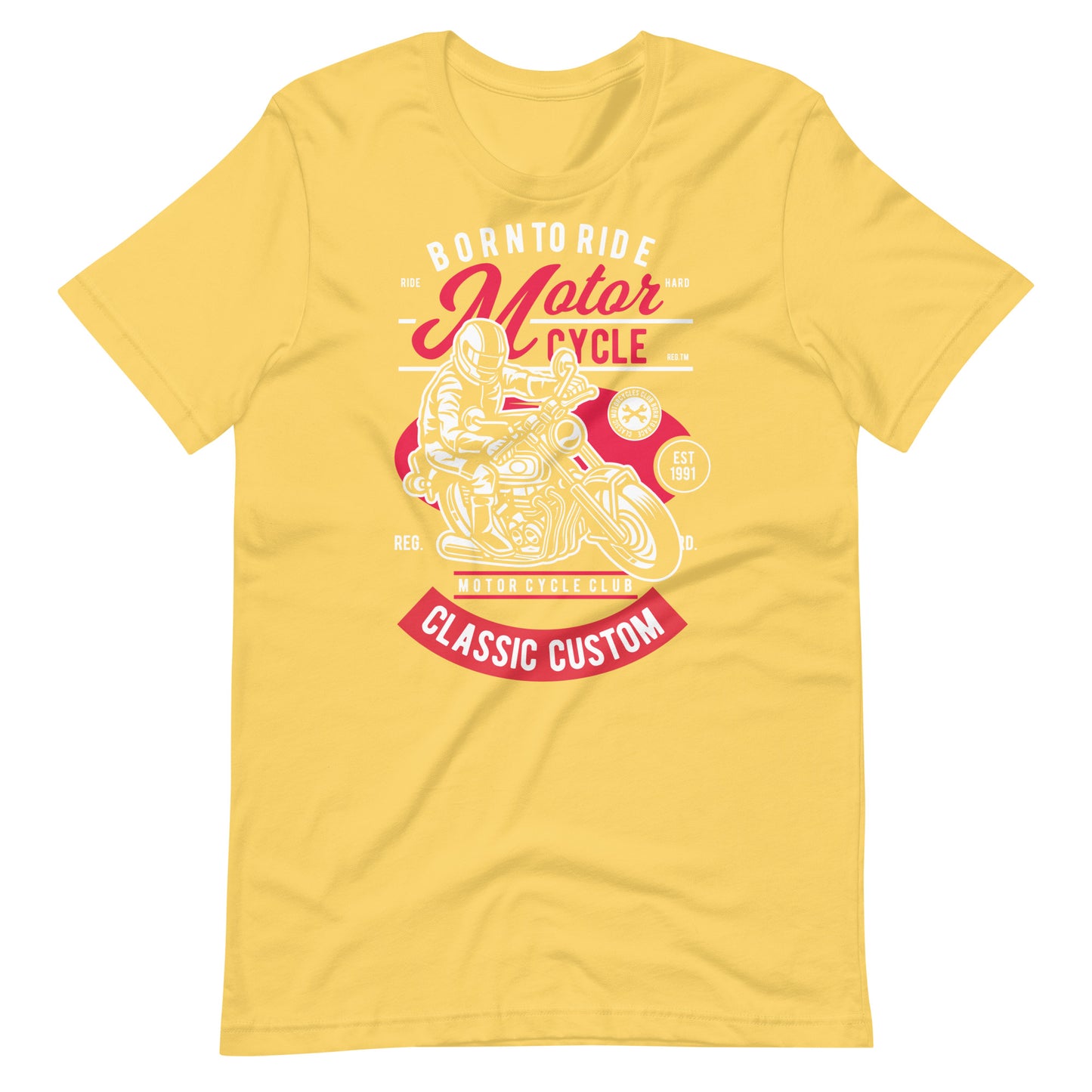 Printagon - Born To Ride Motor Cycle - T-shirt - Yellow / S