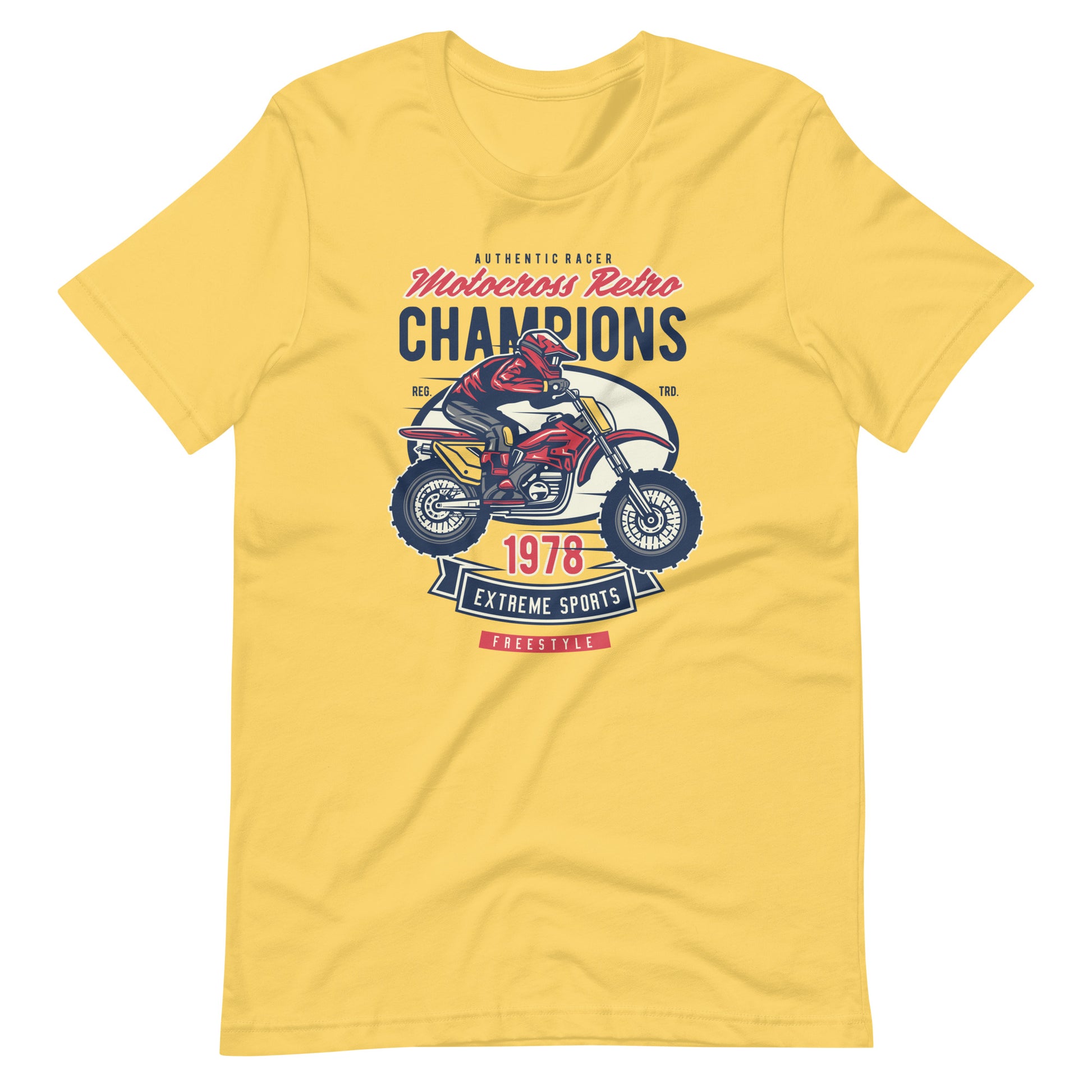 Printagon - Motocross Retro Champion - T-shirt - Yellow / S