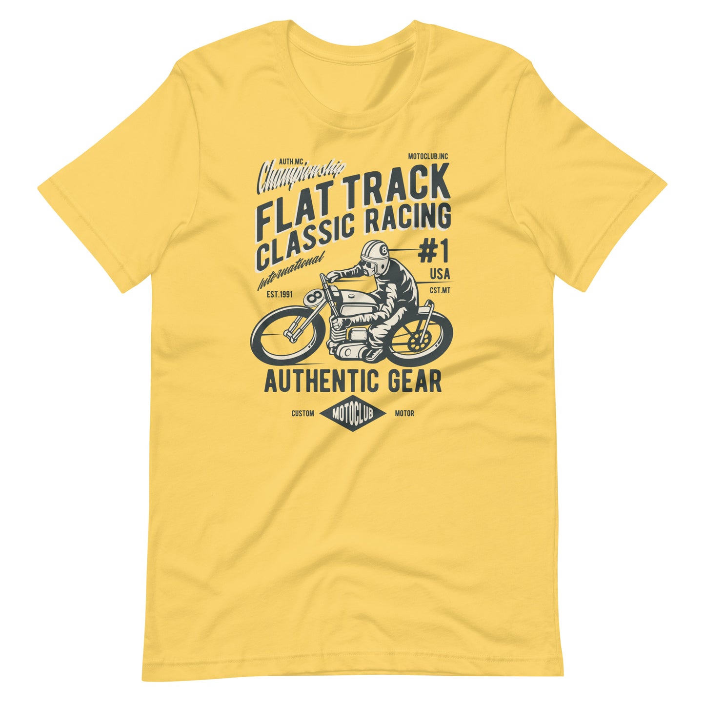 Printagon - Flat Track Classic Racing - T-shirt - Yellow / S