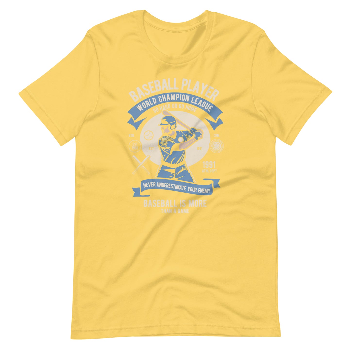 Printagon - Baseball Player - Unisex T-shirt - Yellow / S