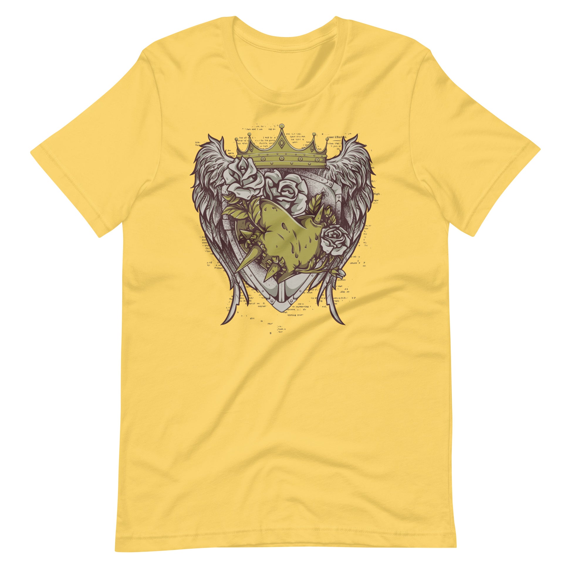 Printagon - Roses with Crown and Wings - T-shirt - Yellow / S