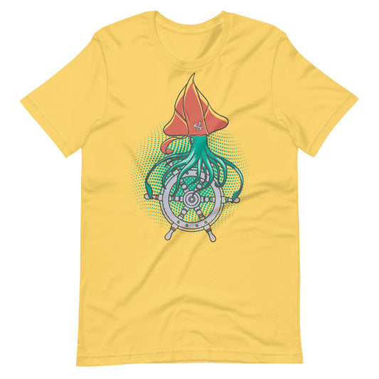 Printagon - Squid Pirate - Unisex T-shirt - Yellow / S