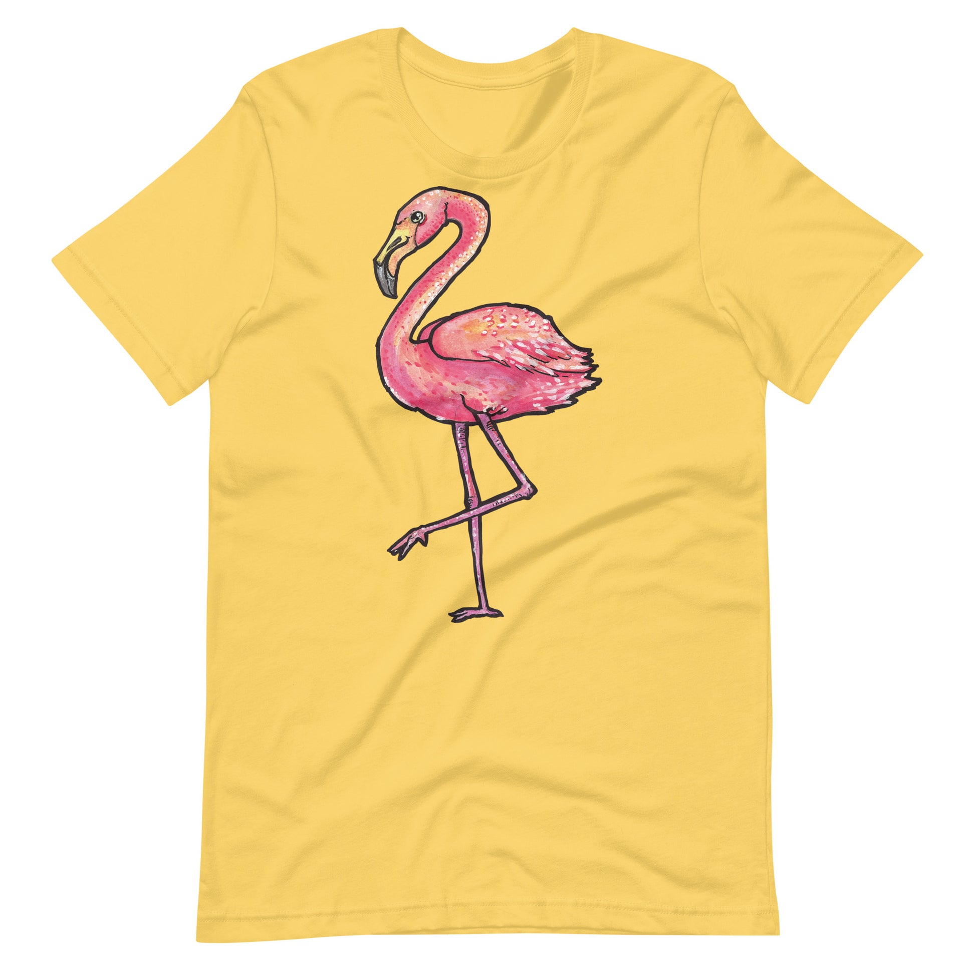 Printagon - Pink Ostrich - Unisex T-shirt - Yellow / S