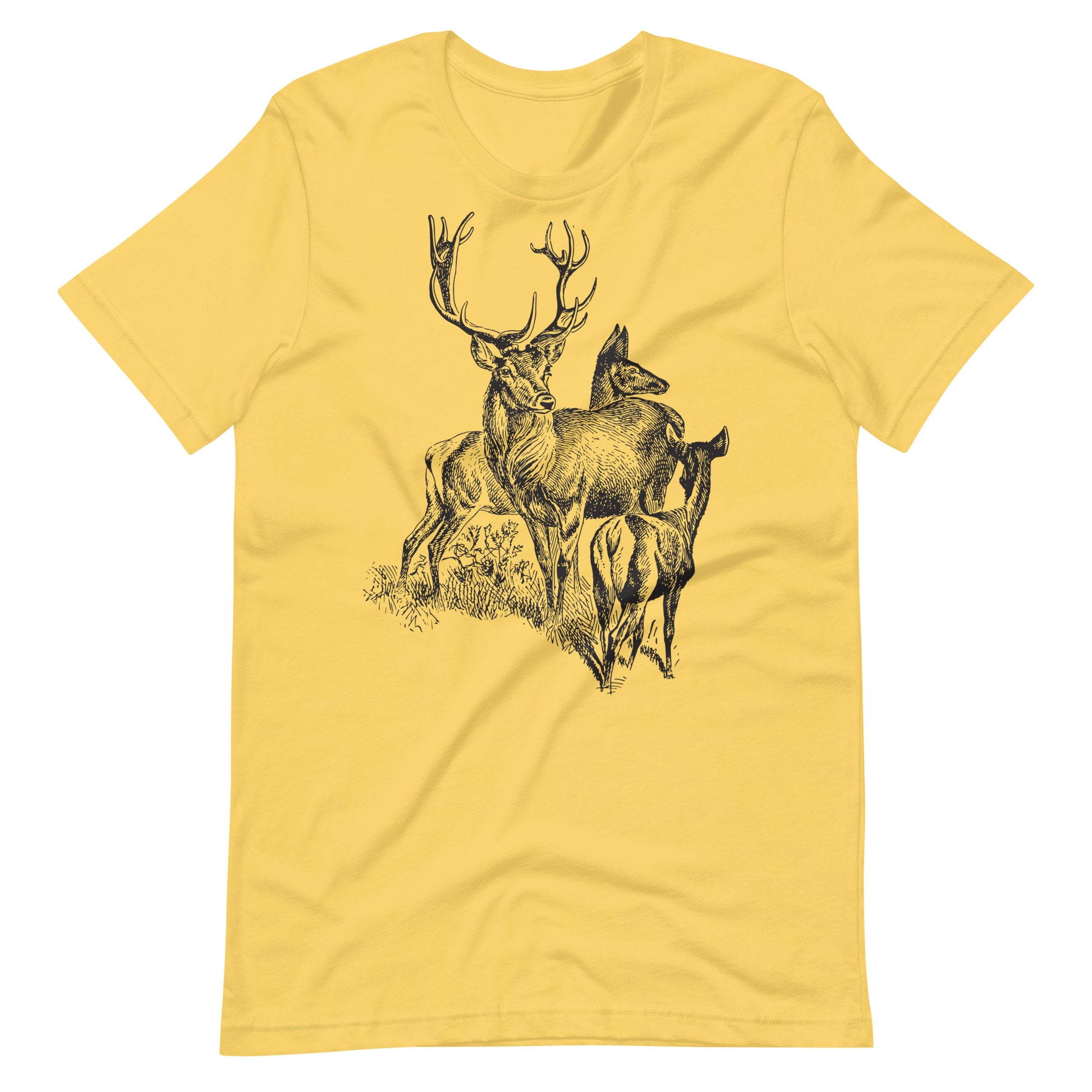 Printagon - Deer and Friends - Unisex T-shirt - Yellow / S