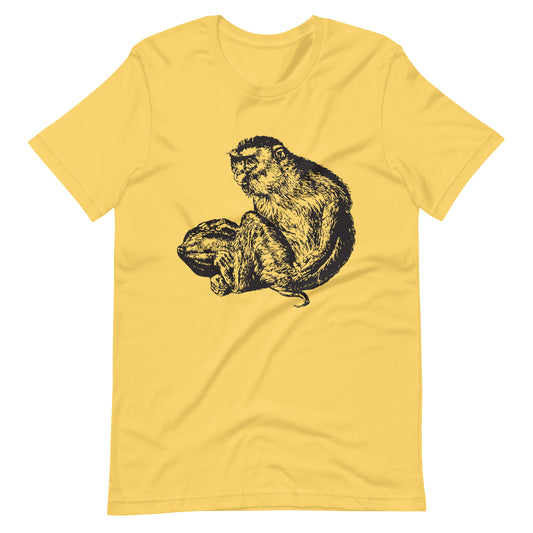 Printagon - Monkey 002 - Unisex T-shirt - Yellow / S