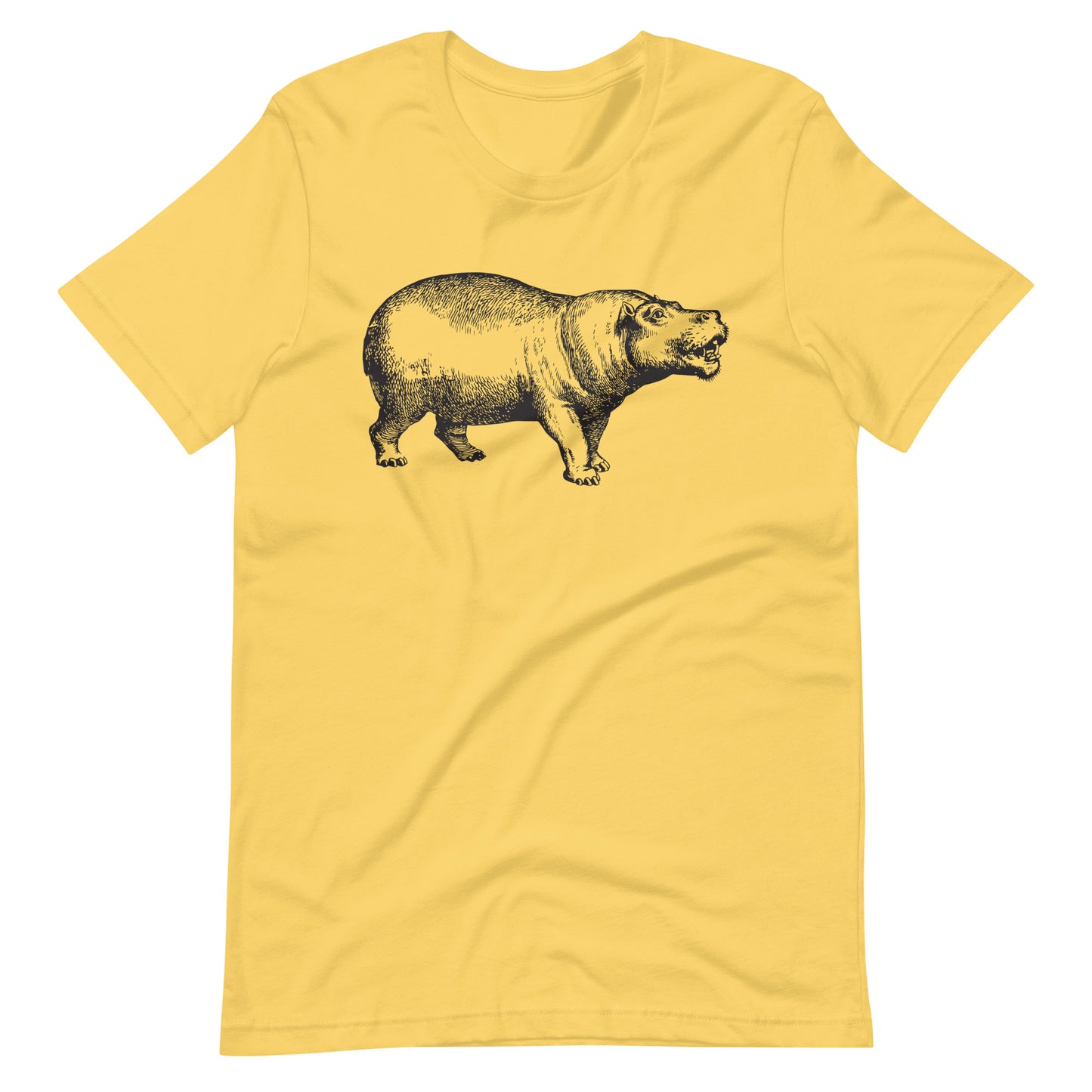 Printagon - Hippopotamus - Unisex T-shirt - Yellow / S