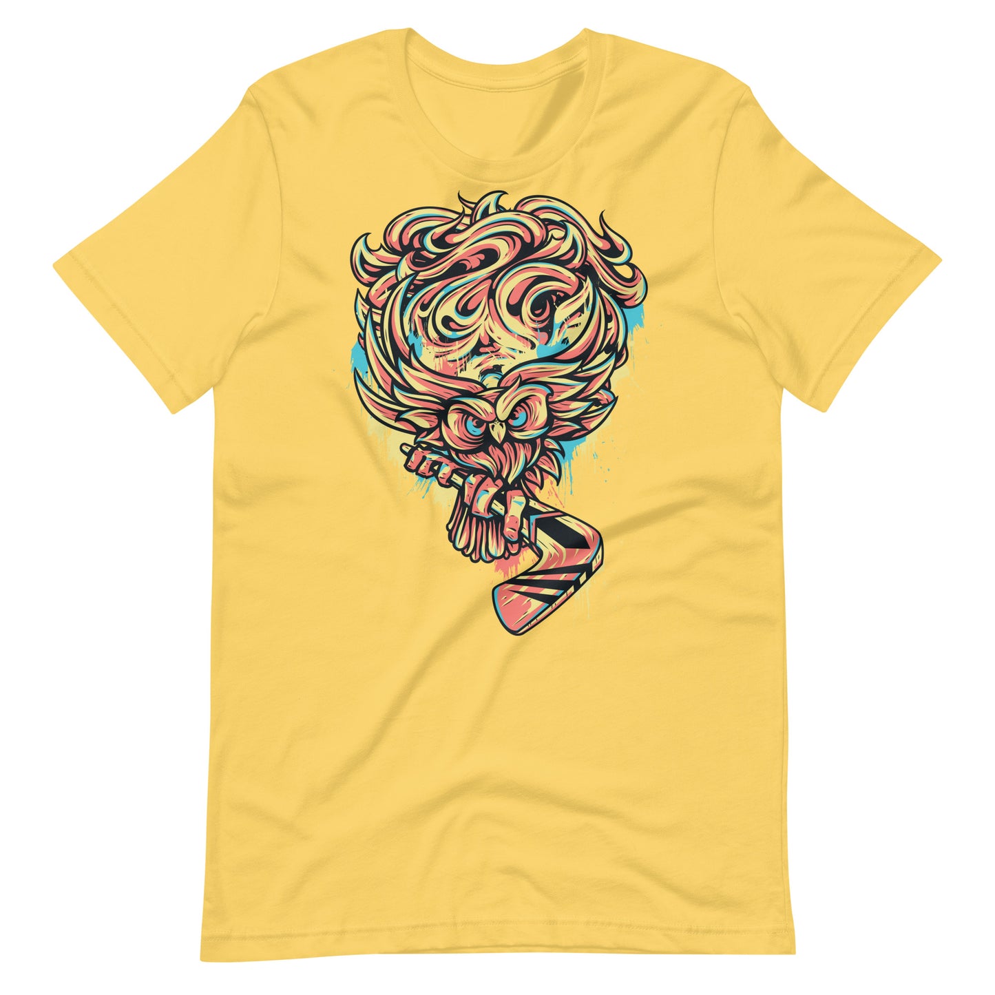 Printagon - Owl - Unisex T-shirt - Yellow / S