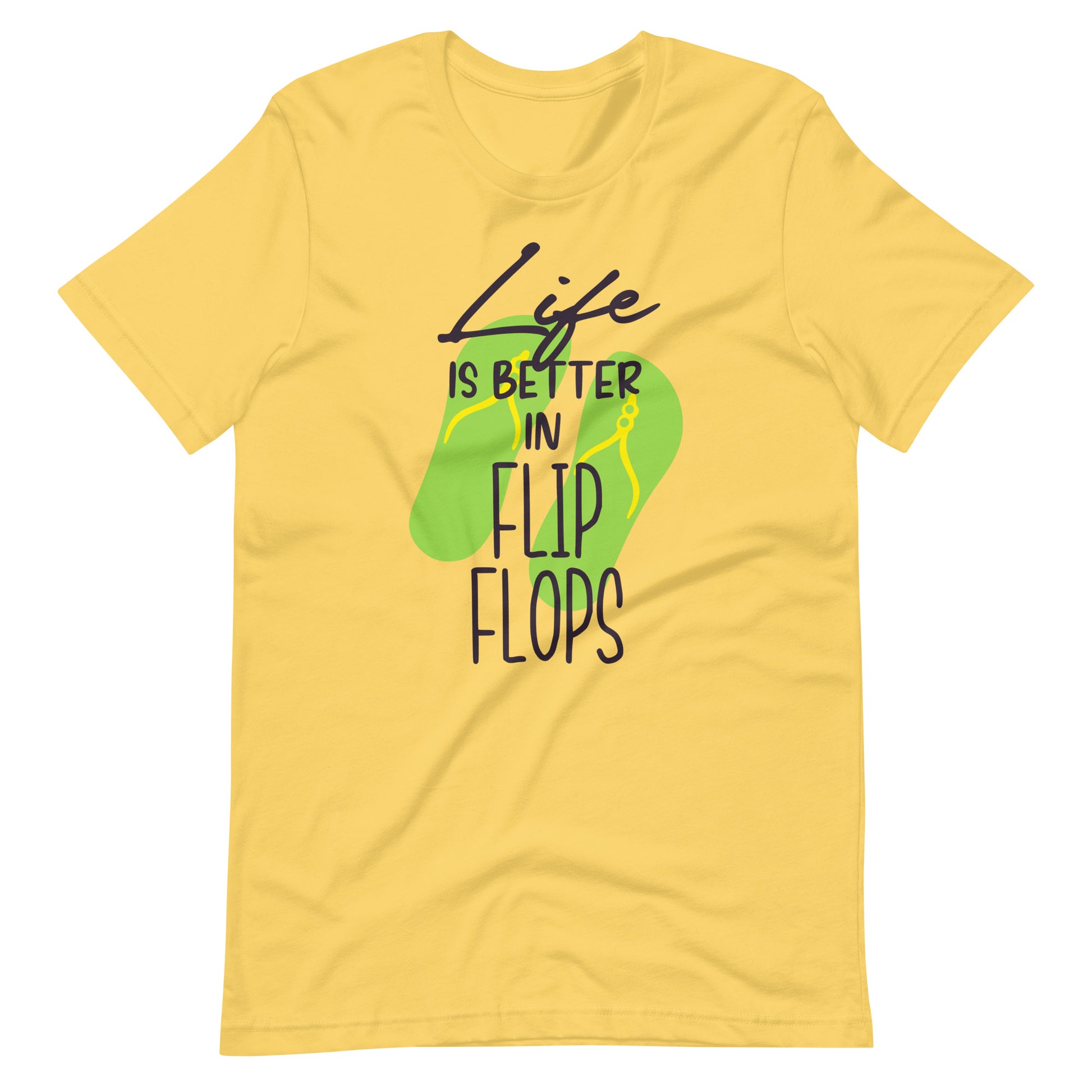 Printagon - Life Is Better In Flip Flops - Unisex T-shirt - Yellow / S