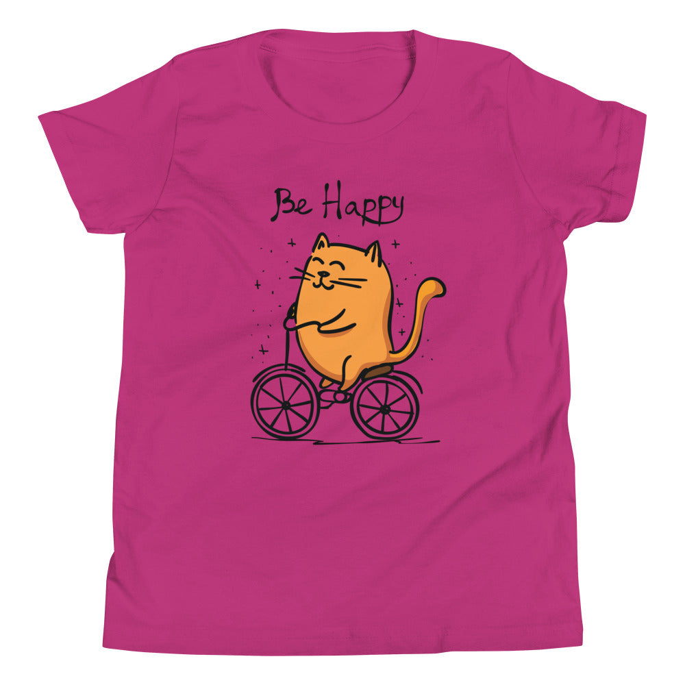 Printagon - Be Happy - Kids Unisex T-shirt - Berry / S