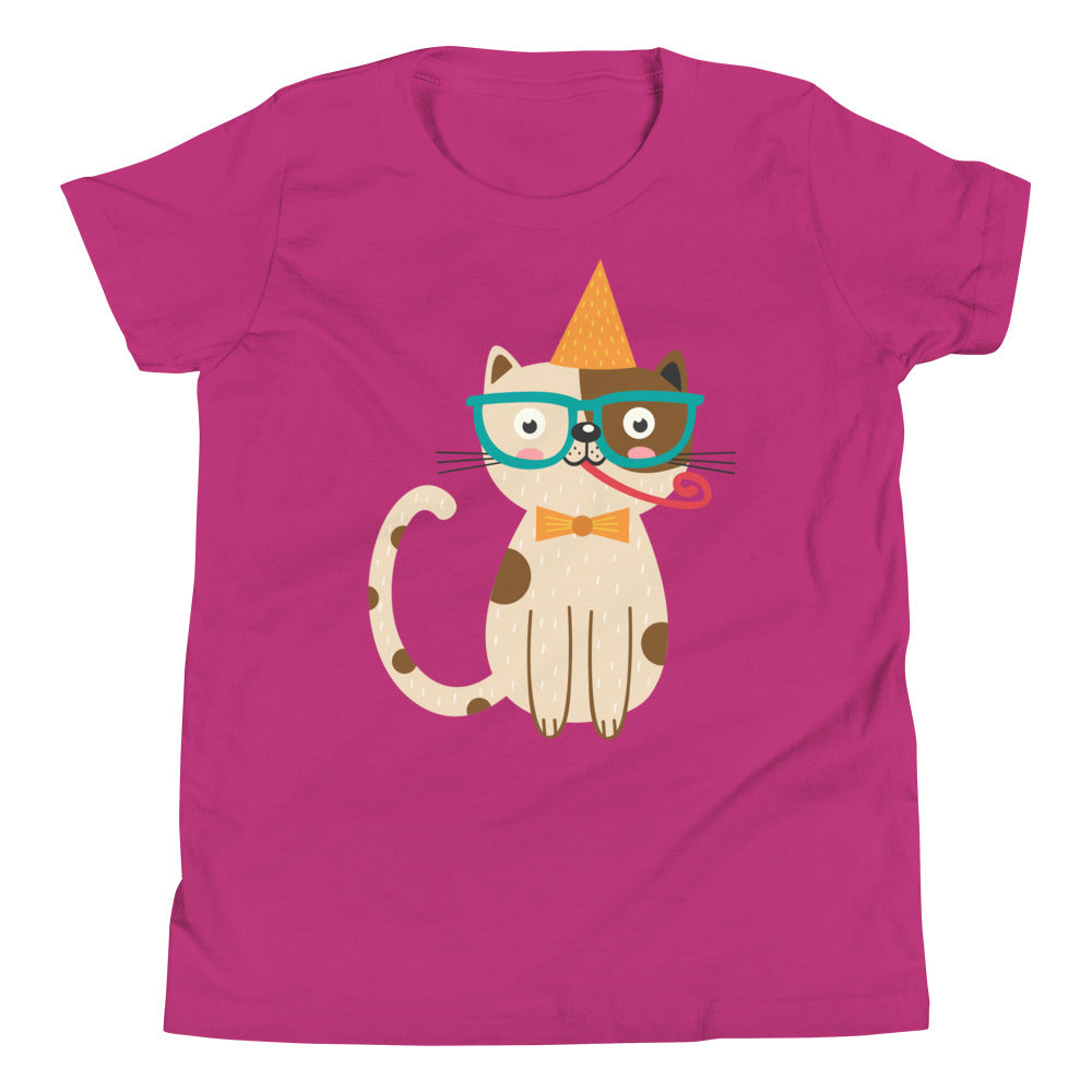 Printagon - Birthday Cat - Kids Unisex T-shirt - Berry / S