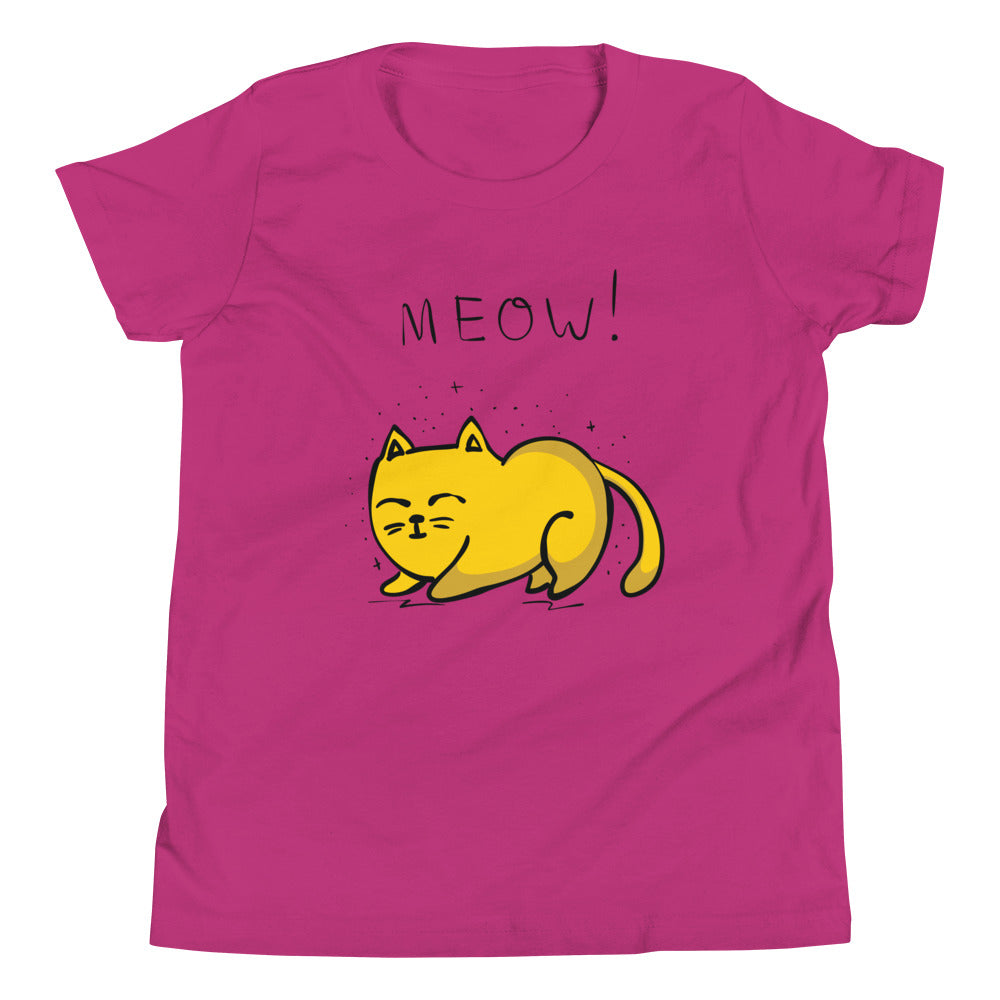 Printagon - Yellow Cat - Kids Unisex T-shirt - Berry / S