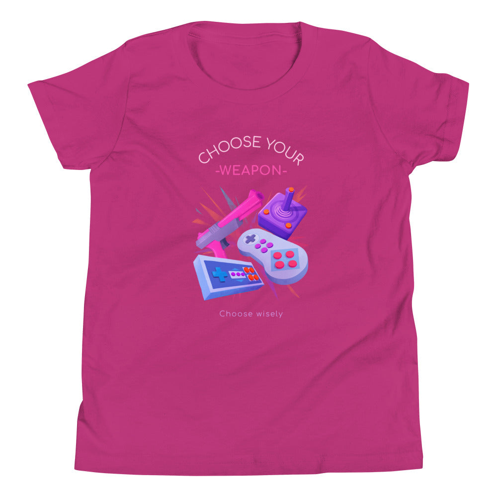 Printagon - Choose Your Weapon Choose Wisely - Kids Unisex T-shirt - Berry / S