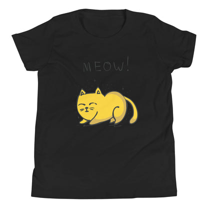 Printagon - Yellow Cat - Kids Unisex T-shirt - Black / S