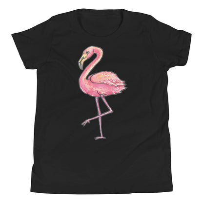 Printagon - Pink Ostrich - Kids Unisex T-shirt - Black / S