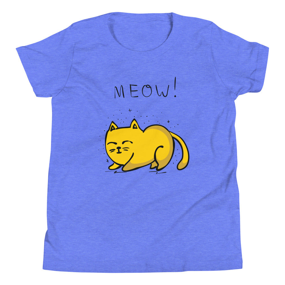 Printagon - Yellow Cat - Kids Unisex T-shirt - Heather Columbia Blue / S