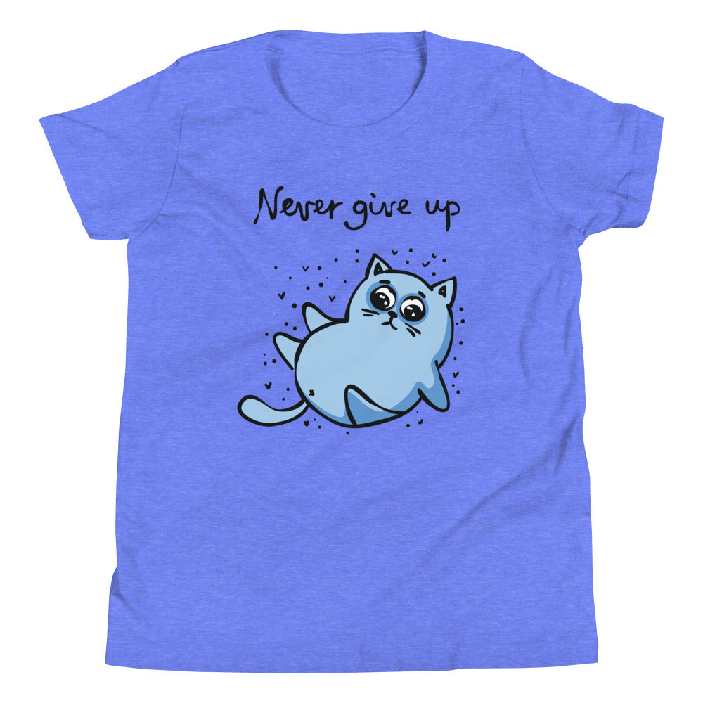 Printagon - Never Give Up - Kids Unisex T-shirt - Heather Columbia Blue / S