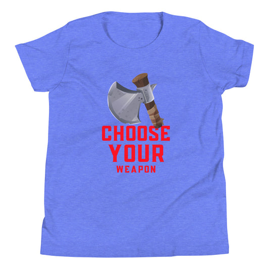 Printagon - Ax Choose Your Weapon - Kids Unisex T-shirt - Heather Columbia Blue / S