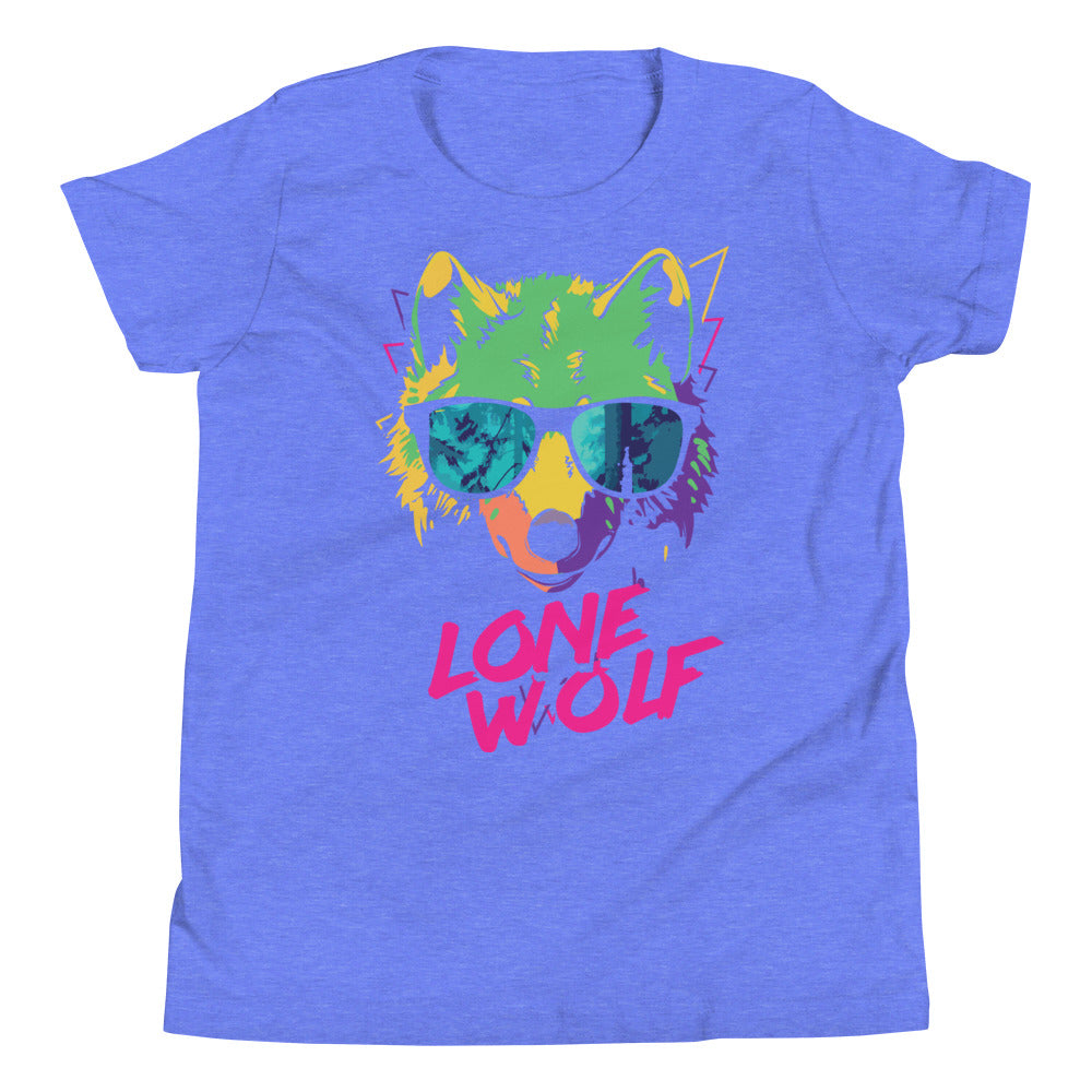 Printagon - Lone Wolf - Kids Unisex T-shirt - Heather Columbia Blue / S