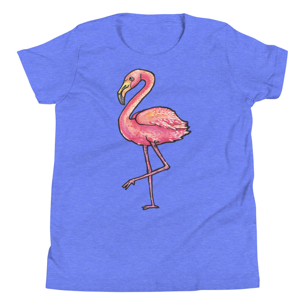 Printagon - Pink Ostrich - Kids Unisex T-shirt - Heather Columbia Blue / S