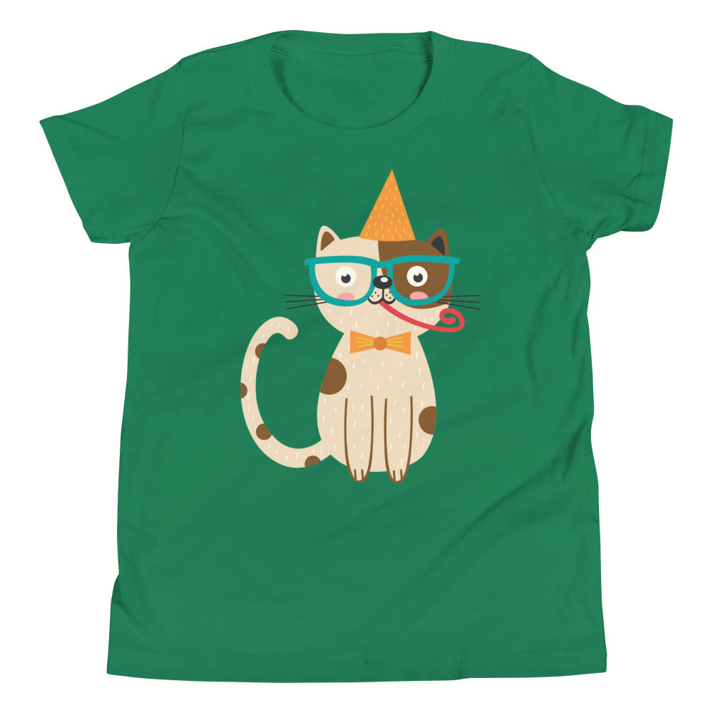 Printagon - Birthday Cat - Kids Unisex T-shirt - Kelly / S