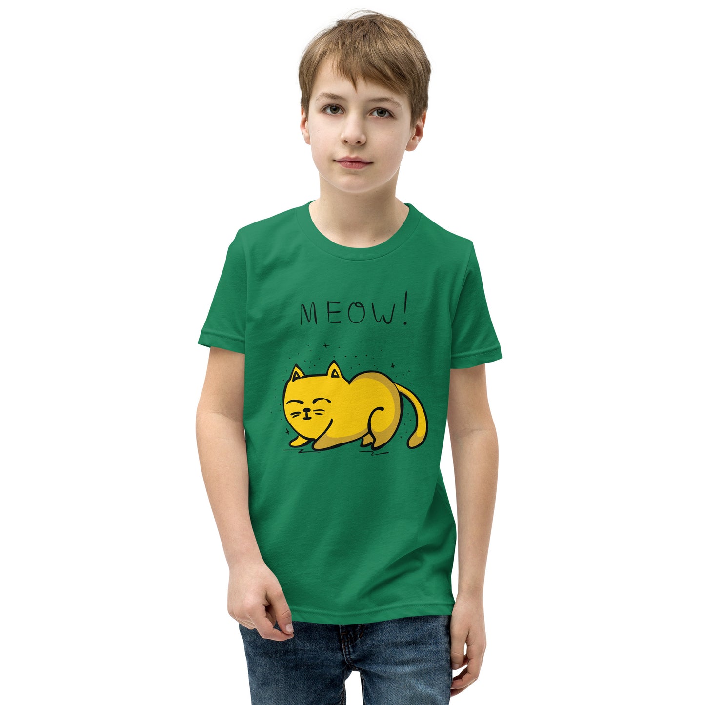 Printagon - Yellow Cat - Kids Unisex T-shirt -