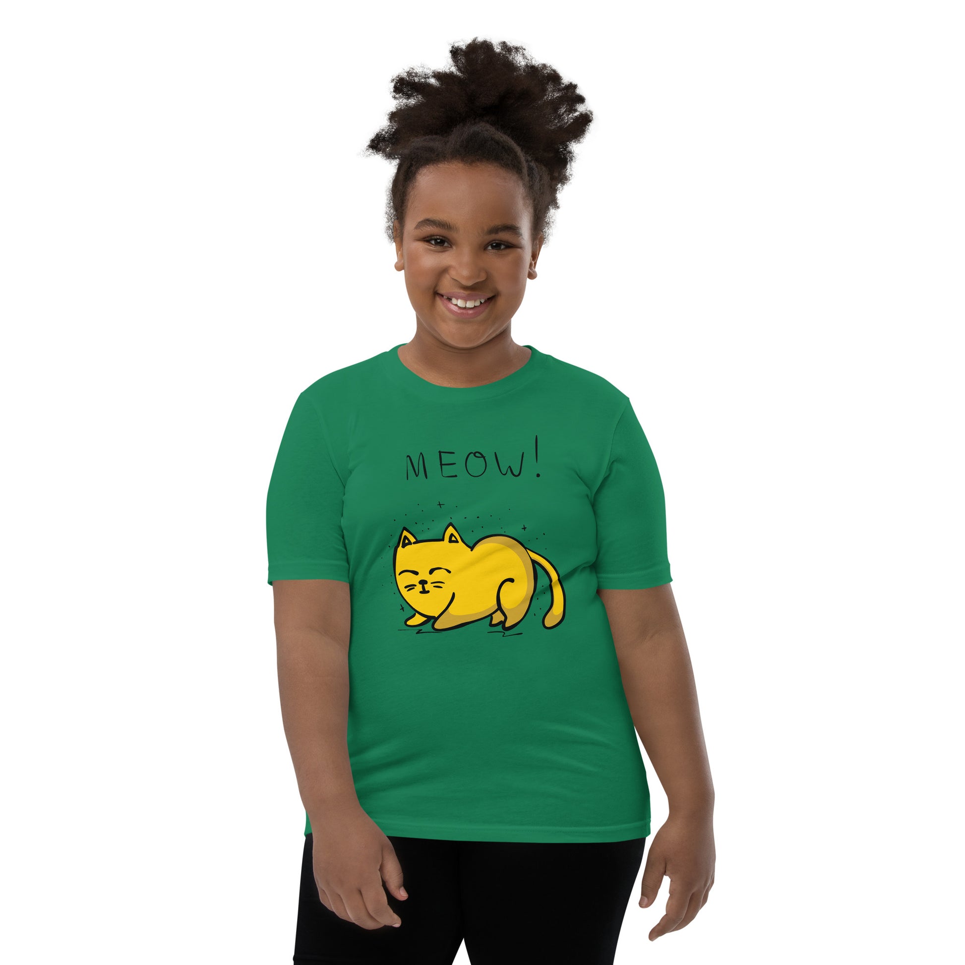 Printagon - Yellow Cat - Kids Unisex T-shirt -