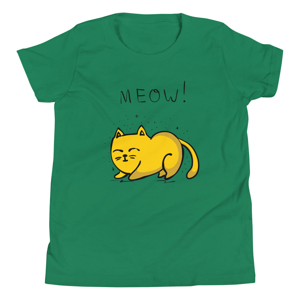 Printagon - Yellow Cat - Kids Unisex T-shirt - Kelly / S