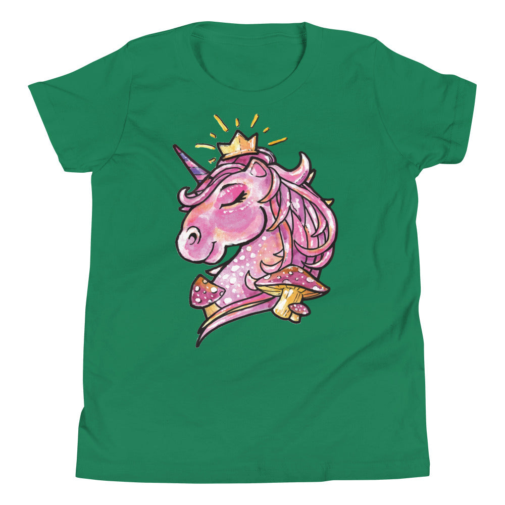 Printagon - Pink Unicorn - Kids Unisex T-shirt - Kelly / S