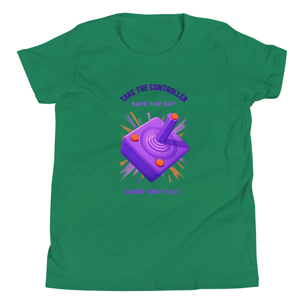 Printagon - Take the Controller - Kids Unisex T-shirt - Kelly / S