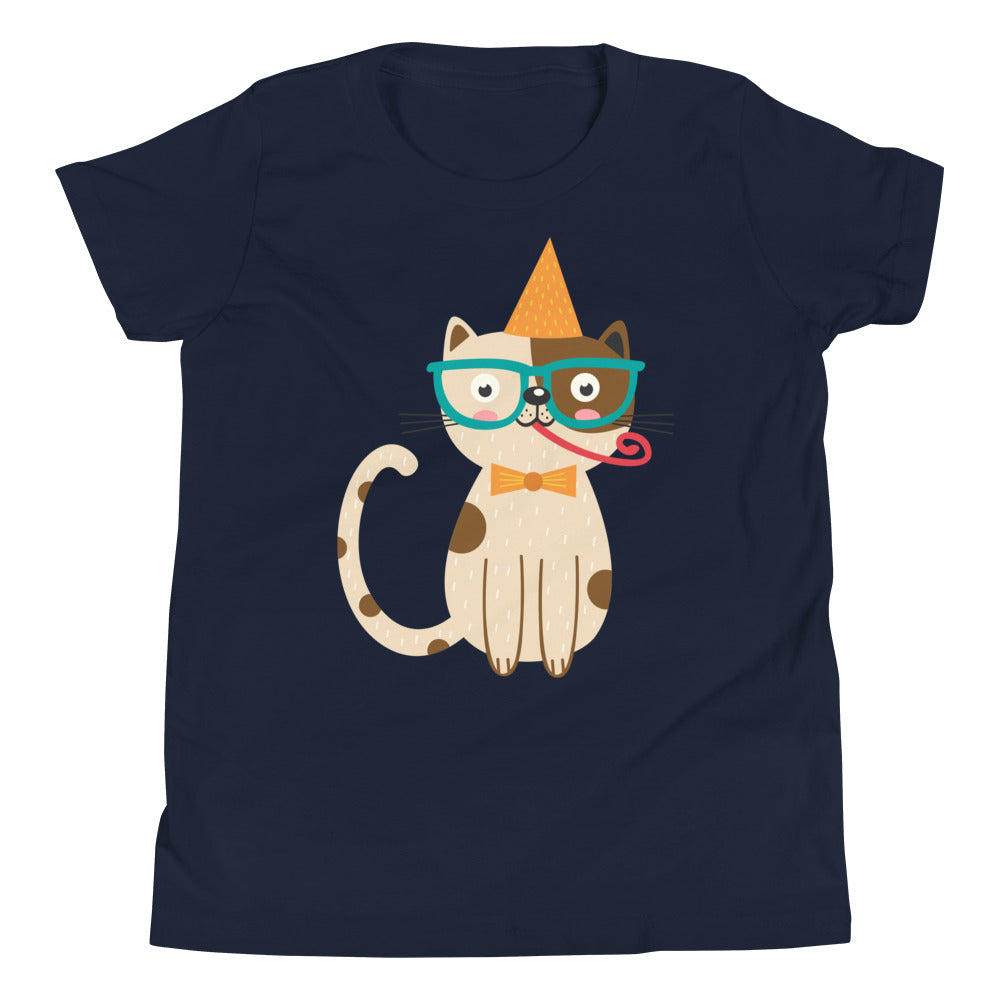 Printagon - Birthday Cat - Kids Unisex T-shirt - Navy / S