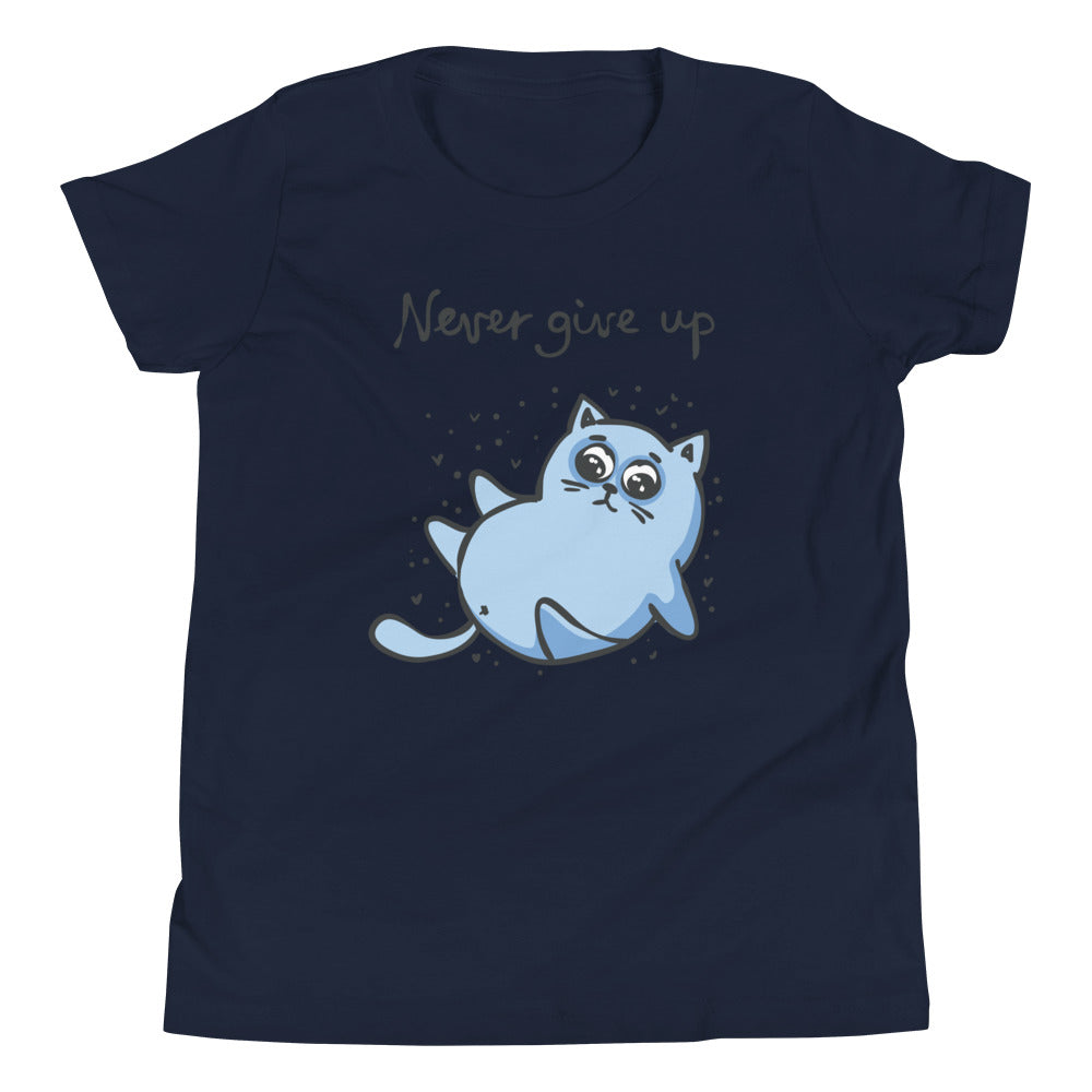 Printagon - Never Give Up - Kids Unisex T-shirt - Navy / S