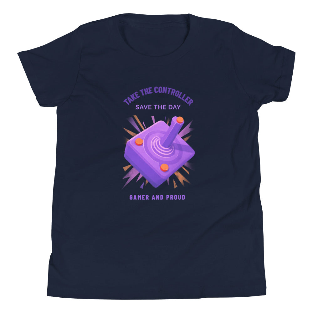 Printagon - Take the Controller - Kids Unisex T-shirt - Navy / S