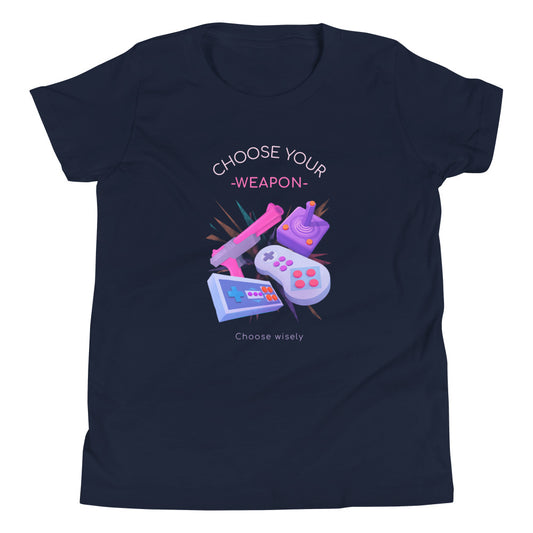 Printagon - Choose Your Weapon Choose Wisely - Kids Unisex T-shirt - Navy / S