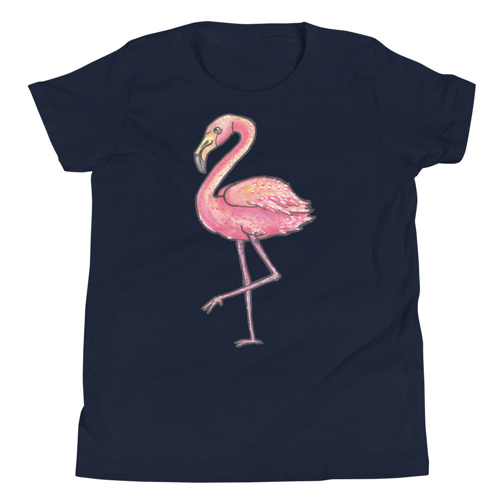 Printagon - Pink Ostrich - Kids Unisex T-shirt - Navy / S