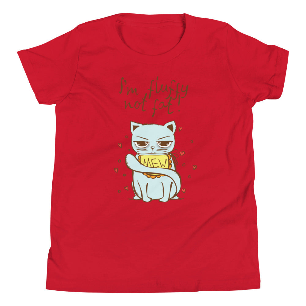 Printagon - I'm Fluffy Not Fat - Kids Unisex T-shirt - Red / S