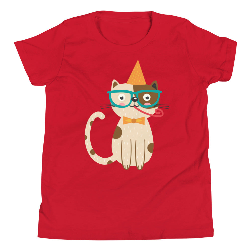 Printagon - Birthday Cat - Kids Unisex T-shirt - Red / S