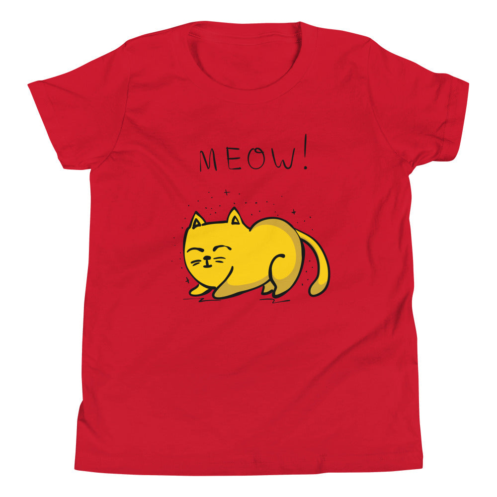 Printagon - Yellow Cat - Kids Unisex T-shirt - Red / S