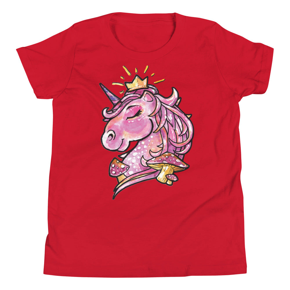 Printagon - Pink Unicorn - Kids Unisex T-shirt - Red / S