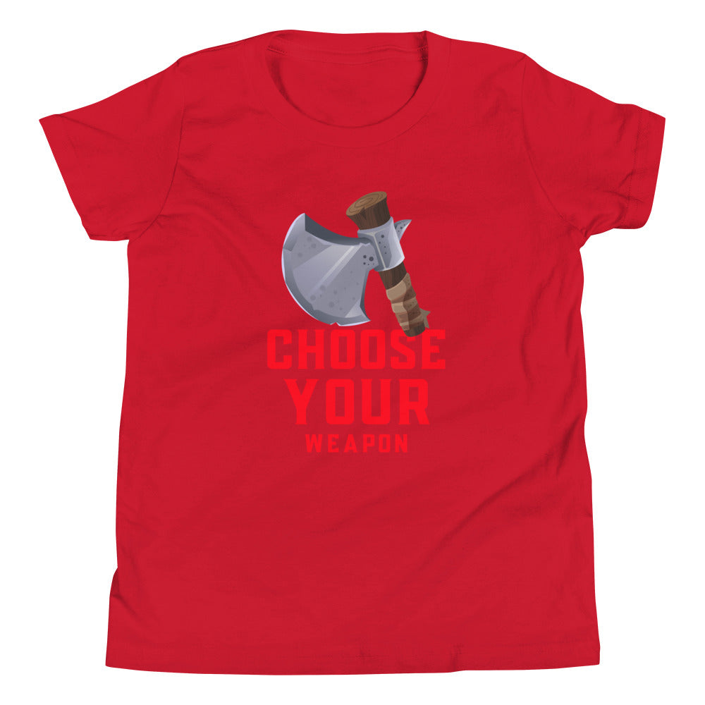 Printagon - Ax Choose Your Weapon - Kids Unisex T-shirt - Red / S