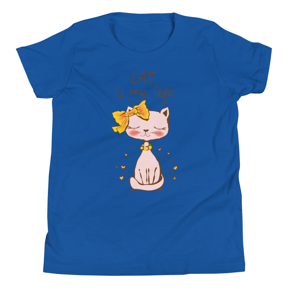 Printagon - Cat Is My Life - Kids Unisex T-shirt - True Royal / S