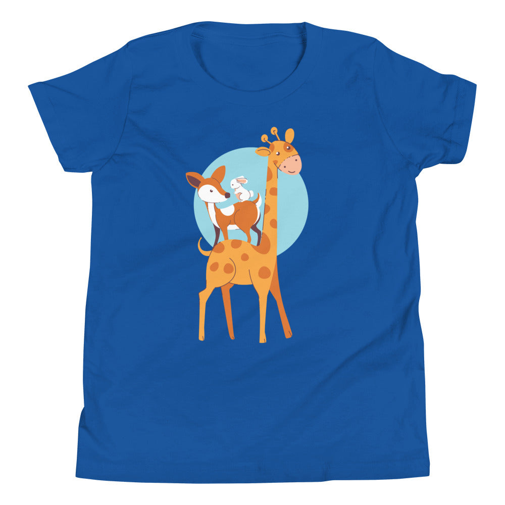 Printagon - Giraffe And Friends - Kids Unisex T-shirt - True Royal / S