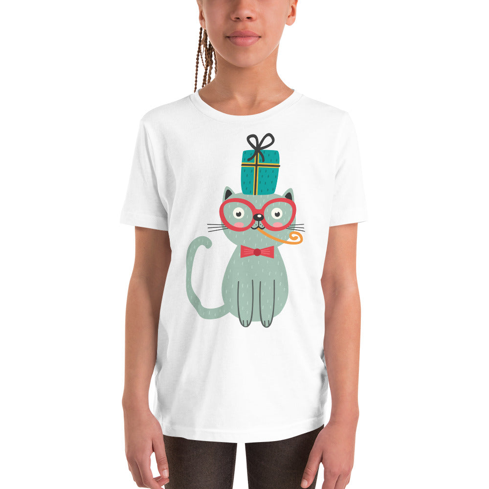 Printagon - Cat and a Present - Kids Unisex T-shirt -