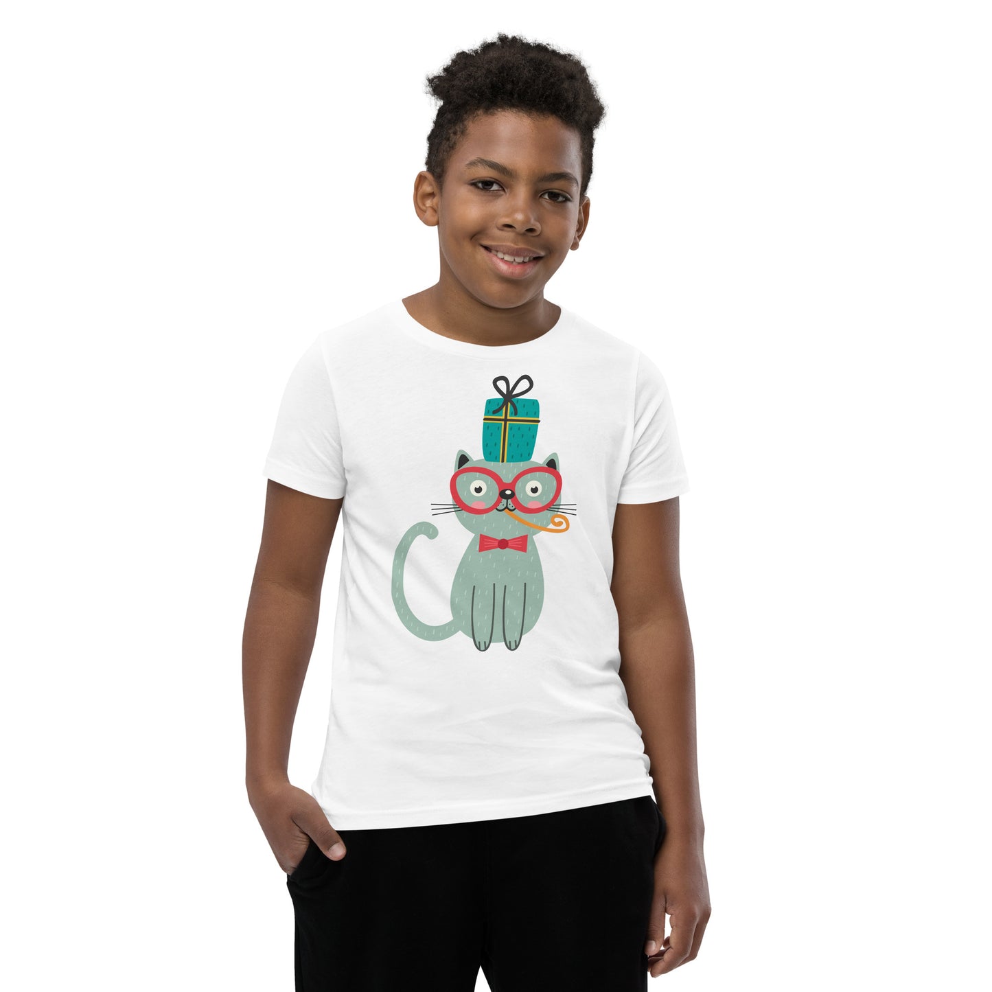 Printagon - Cat and a Present - Kids Unisex T-shirt -