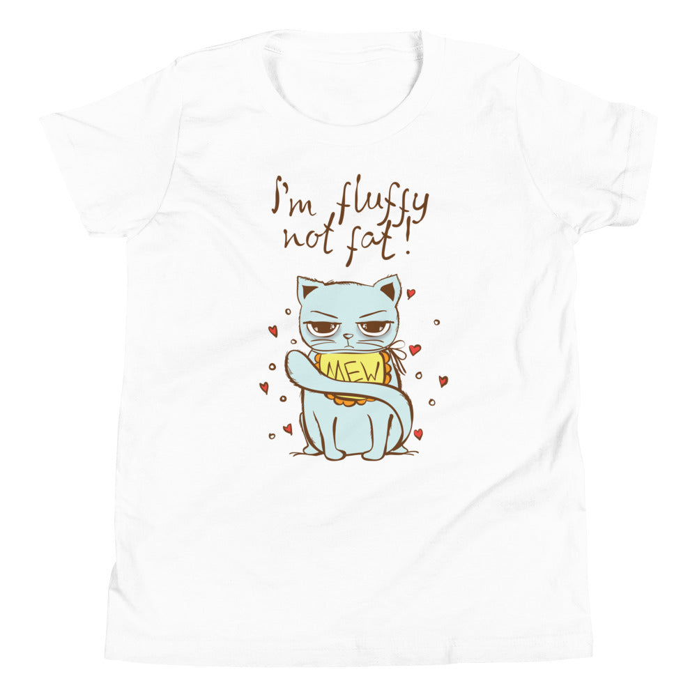 Printagon - I'm Fluffy Not Fat - Kids Unisex T-shirt - White / S