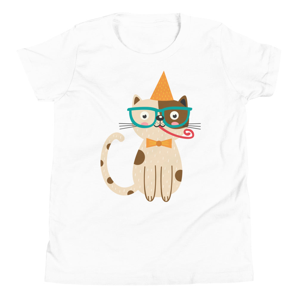 Printagon - Birthday Cat - Kids Unisex T-shirt - White / S