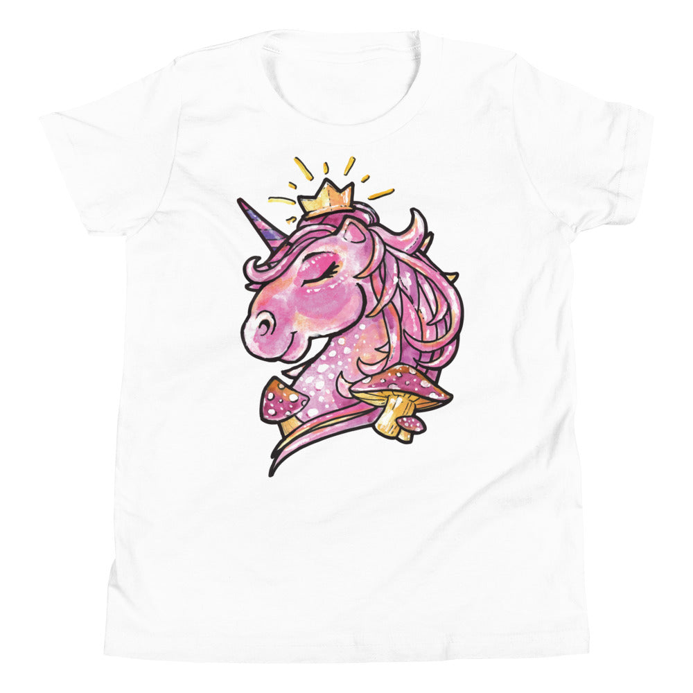 Printagon - Pink Unicorn - Kids Unisex T-shirt - White / S