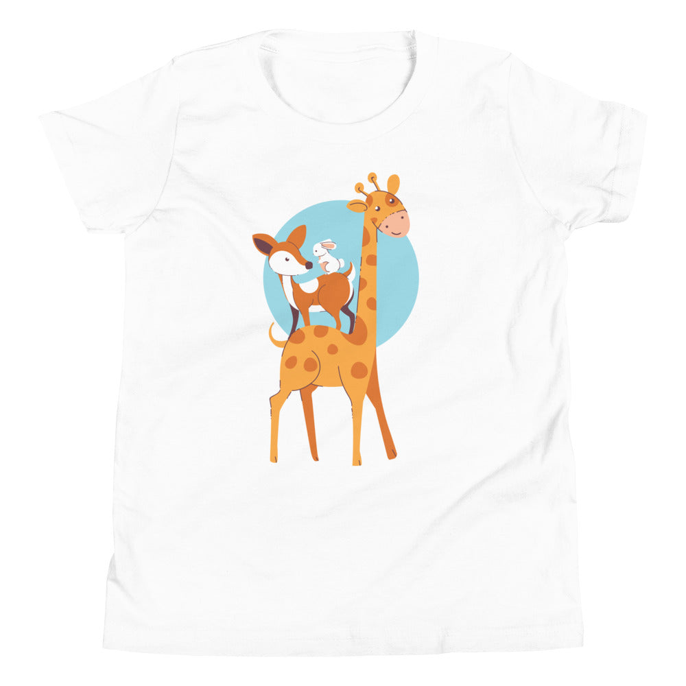 Printagon - Giraffe And Friends - Kids Unisex T-shirt - White / S